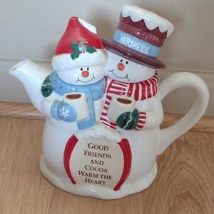 Snow Couple Collectible Ceramic Teapot Crafted by Houston Harvest For Hershey